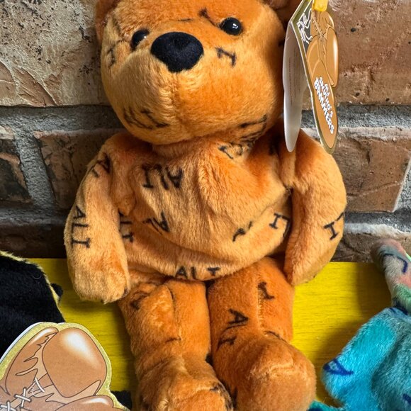 90's Vintage Salvino's Bammers Muhammad Ali Bear Bee & Butterfly Set Beanies NWT - Picture 2 of 11